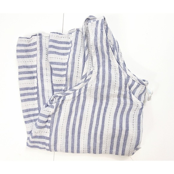 Cynthia Rowley Blue White Striped Linen Blend V Neck Tank Top Women's Size Small - Picture 3 of 5